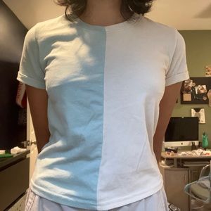 Rue 21 color blocked sage and cream tee, size small, lightly worn